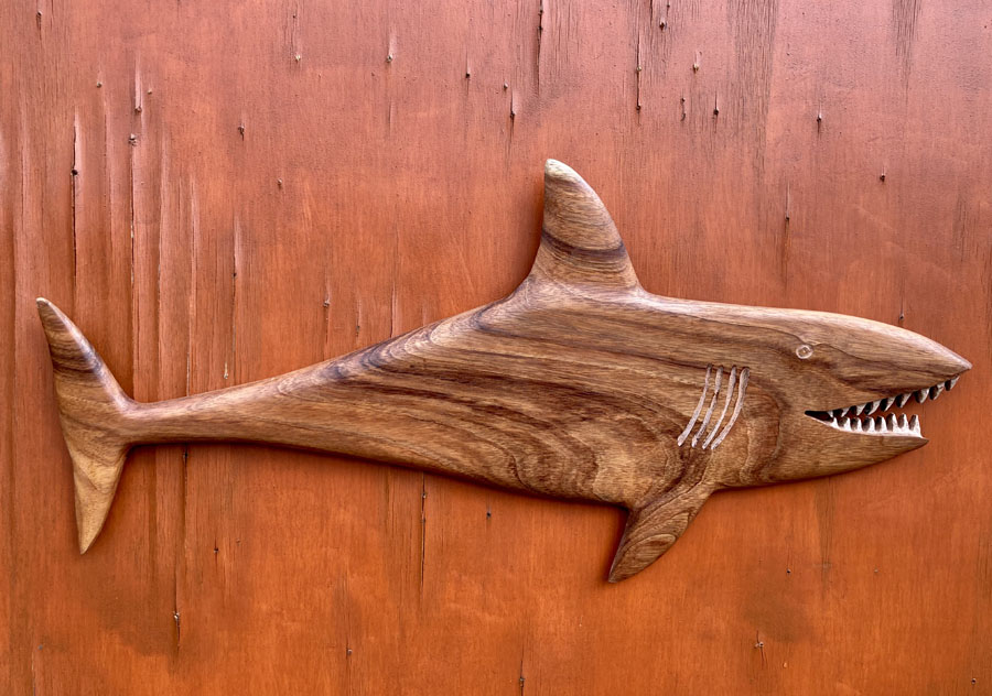 indoor outdoor Wood Shark by Vancouver Island Woodworker West Coast Wood Creations